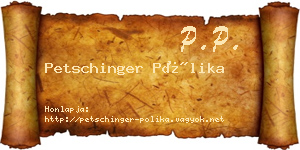 Petschinger Pólika névjegykártya